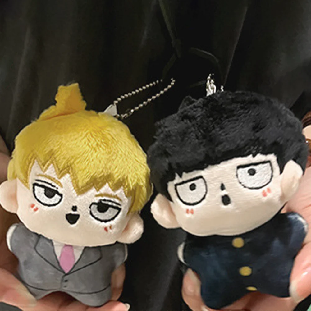 12cm Kageyama Shigeo Plush Doll Keychain Bag Pendant Cartoon Anime Figure Reigen Arataka Kawaii Stuffed Toy Collection Gift 2pcs