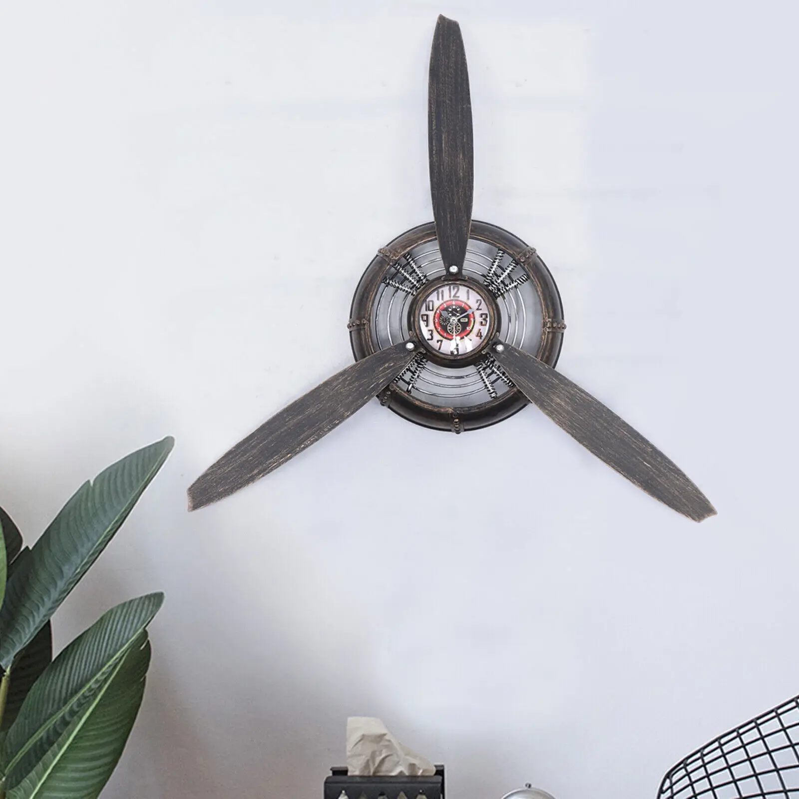 Industrial Retro Propeller Aeroplane Wall Clock