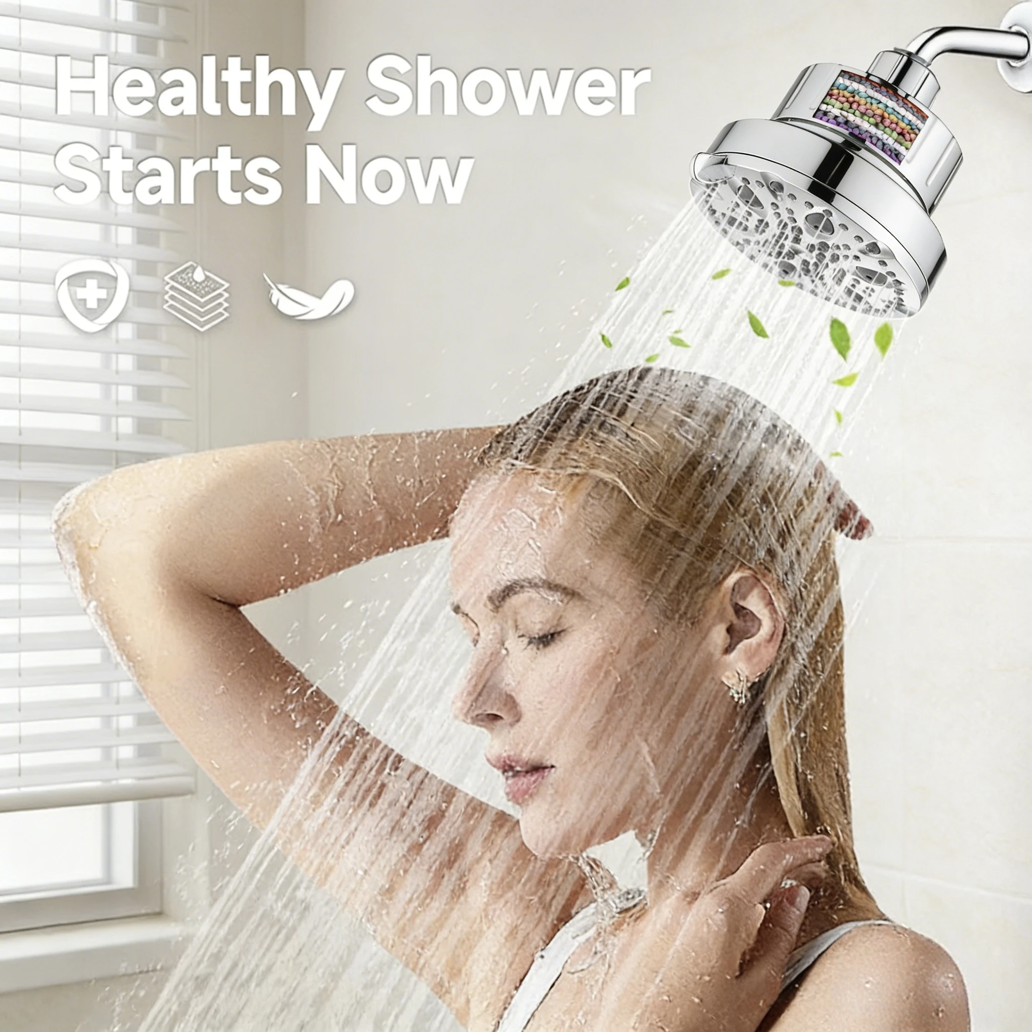 Filtered Rainfall Shower Head 9 Mode High Pressure High Flow Rain Shower Head Portable For Bathroom Accessory Pressure Boosting
