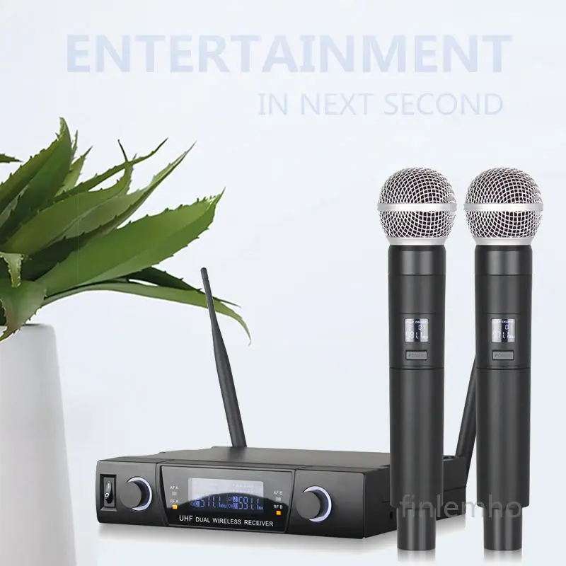 

2023 Professional Handheld Cordless Dual Multi Channel Vocal Mic BT Wireless Microphone For Karaoke Streaming