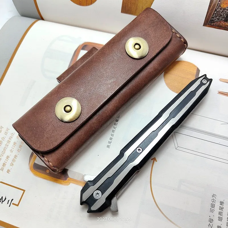 Large-size Folding Knife Holder Jackknife Holster waist Bag Belt Pack Military Knife Leather Sheath Handmade Customized PHD