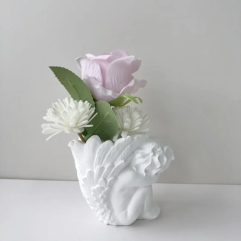 Angel Flower Pot Mold Angel Wing Plaster Baby Flowerpot Mold DIY Concrete Decoration Mold