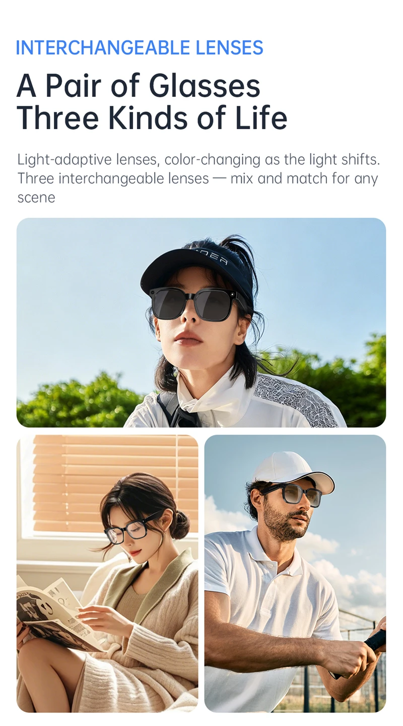 AI Smart Audio-Brille mit 4K HD-Kamera, WLAN-Videoaufzeichnung, Bluetooth-Anruffunktion, mehrsprachiger Übersetzung und tragbarem Smart-Eyewear – Detail 14