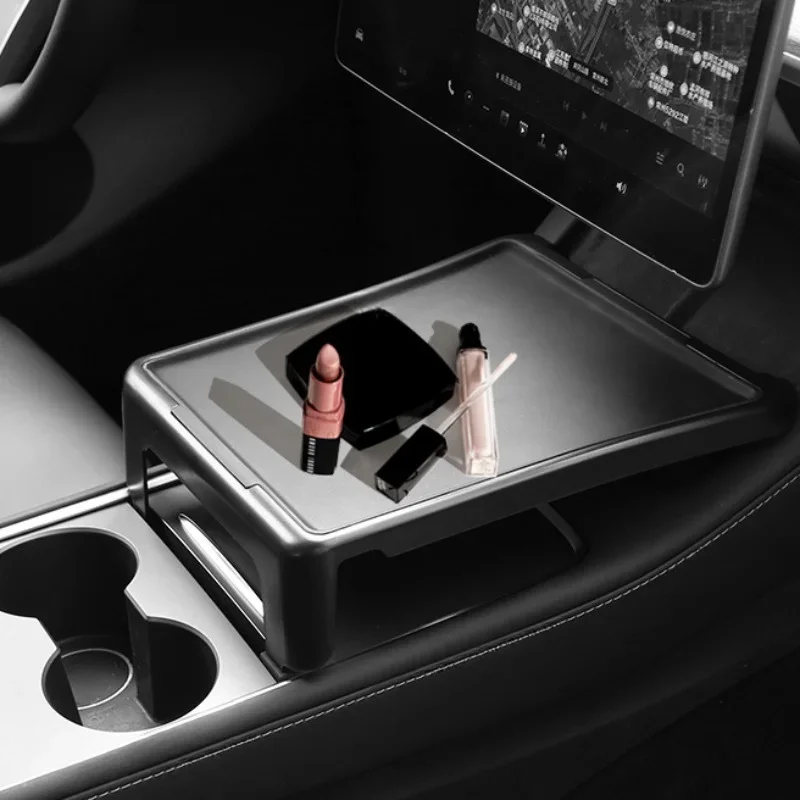 Center Console Drink Fast Food Table for Tesla Model 3 Y Silicone Mat Center Console Drink Fast Food Table Holder Car Accessorie