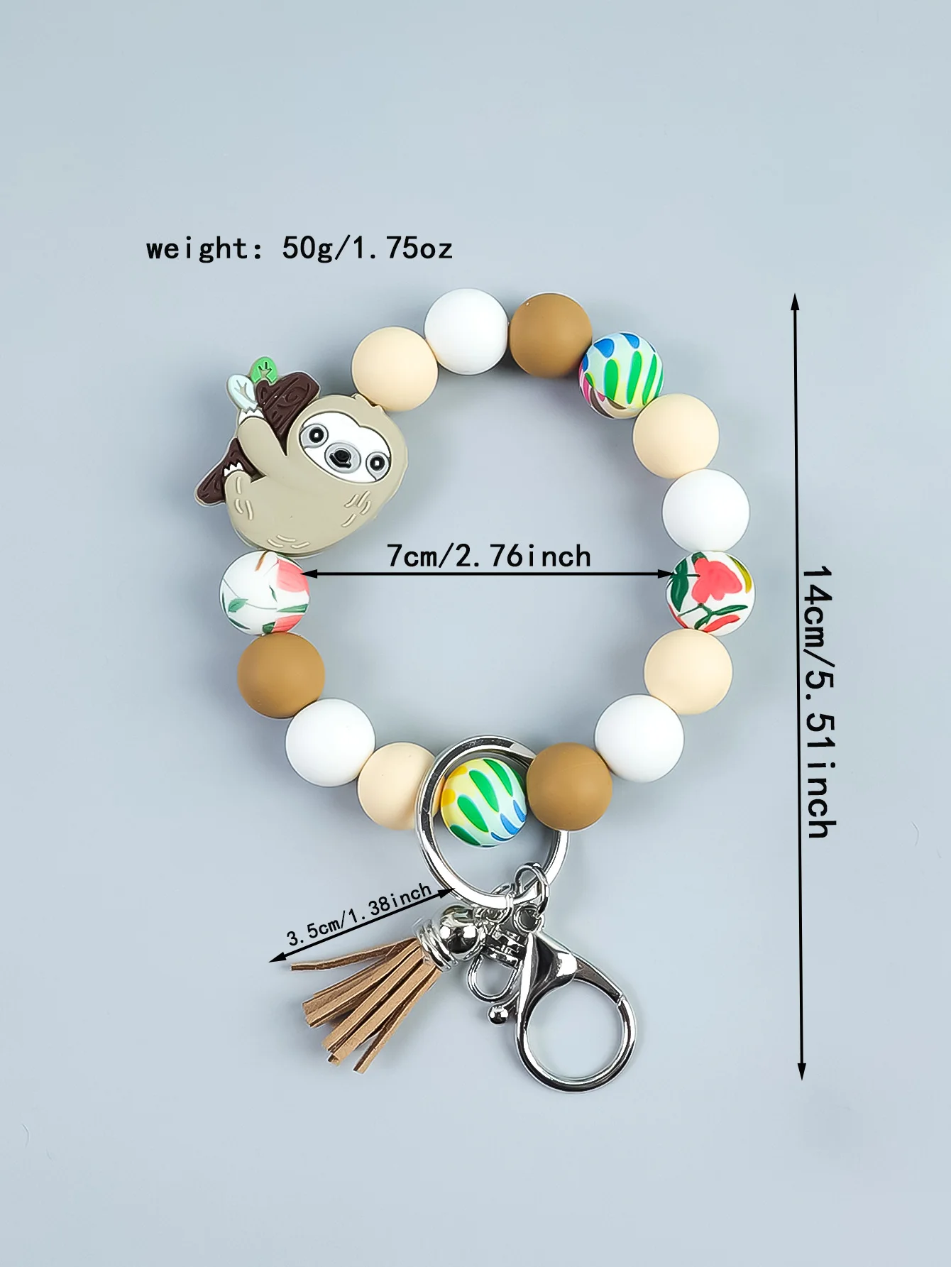 4Pcs-Pastel Nature Beaded Keychains  Soft Silicone Bead Wristlets with Tassels, Cute Accessories for Spring & Summer Outfits