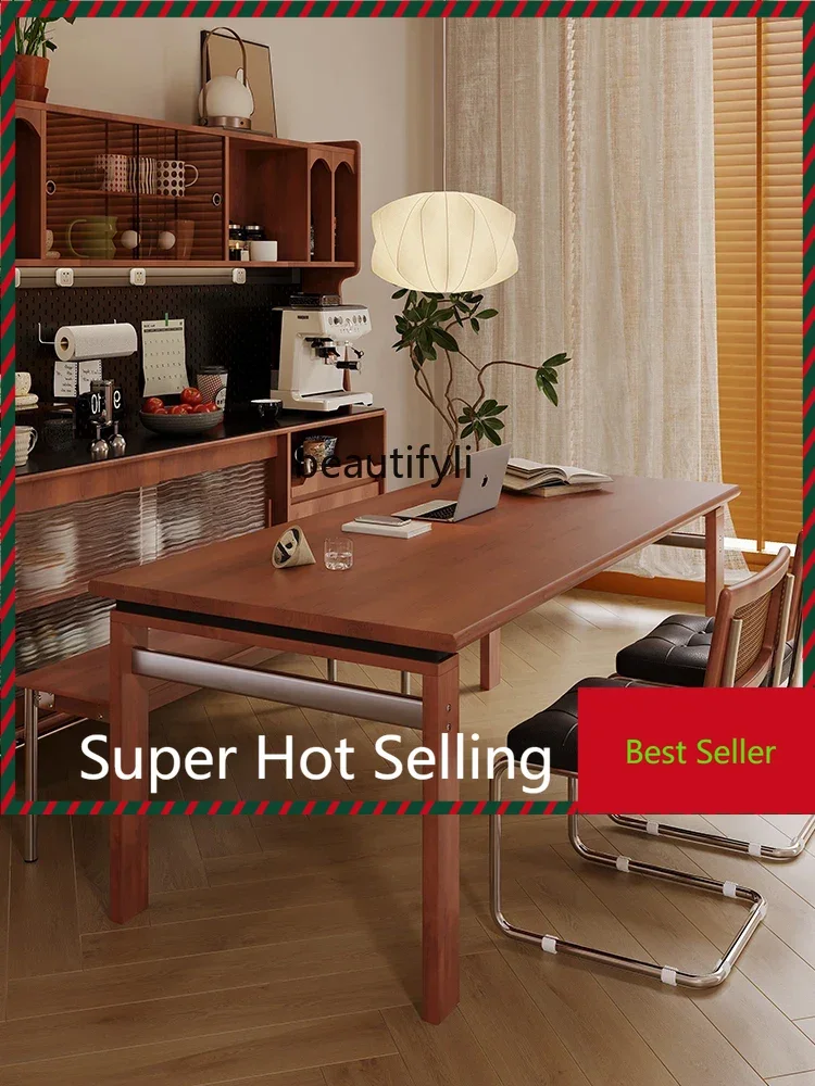 

G1218 G1218 Medieval solid wood thickened dining table household dining table cherry wood worktable large board table