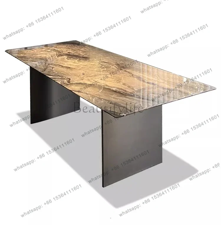

yj21 Venetian brown natural luxury stone dining table Italian minimalist marble household high-end linha dining table