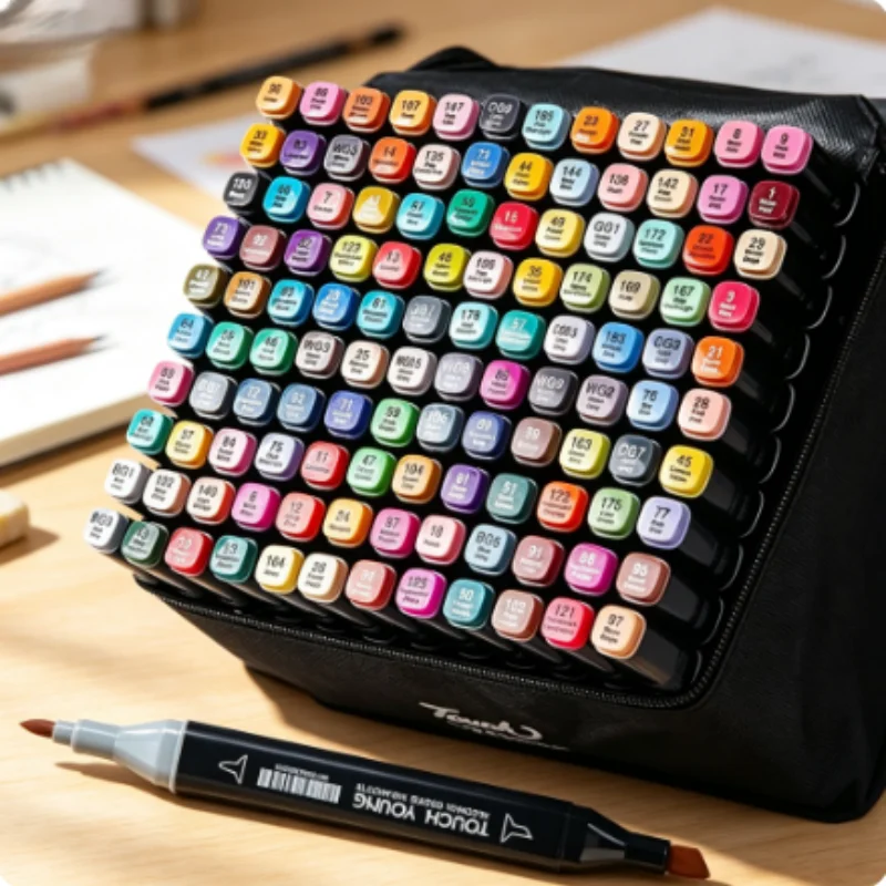 12-80 Colors Dual Tip Oil Art Markers, Sketch Manga Drawing Pens School Art Stationery
