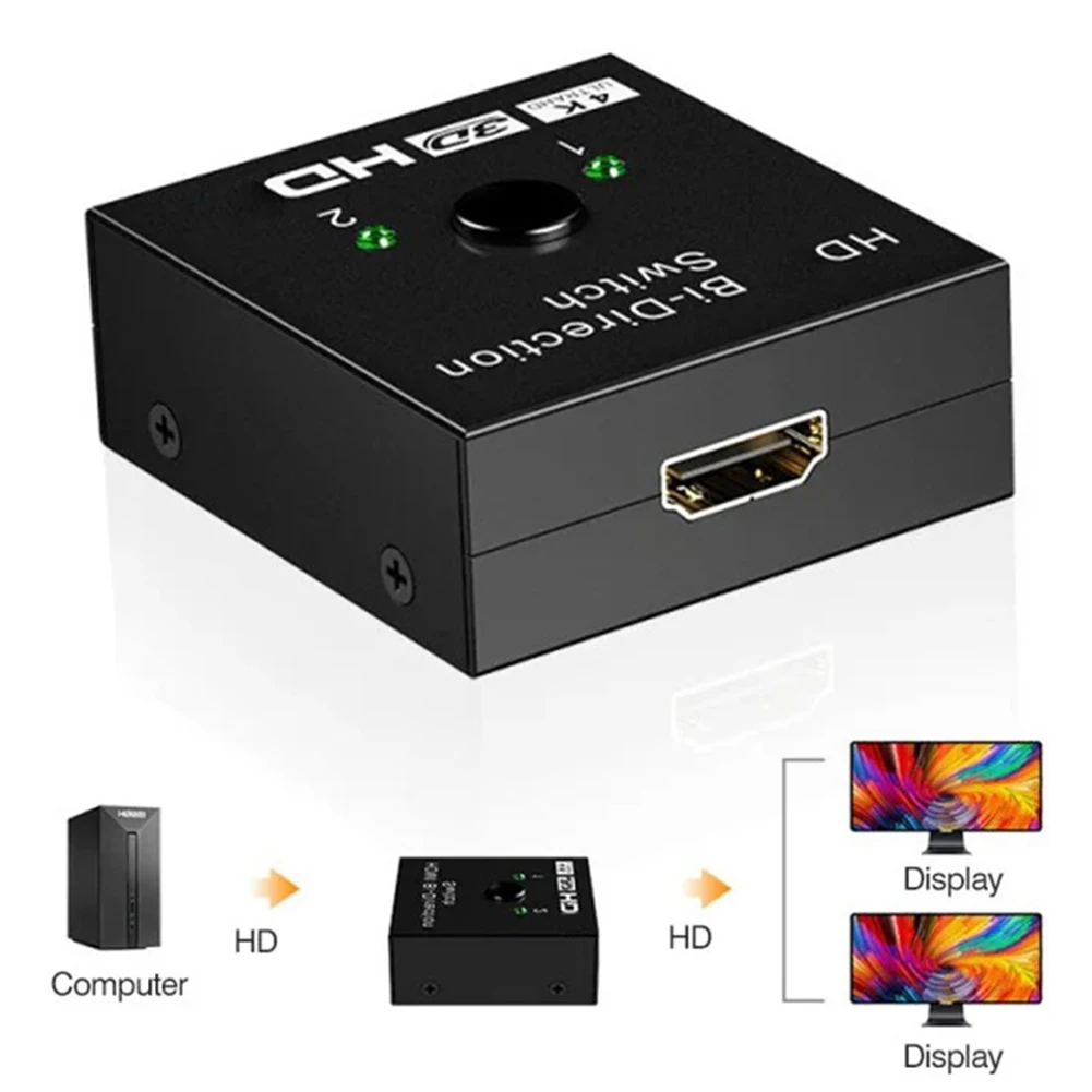 مقسم التبديل المتوافق مع HDMI 4K 60 هرتز يدعم 4K 3D HDR HDMI-متوافق مع الفاصل 2 في 1 خارج 1 في 2 خارج لجهاز عرض الكمبيوتر المحمول