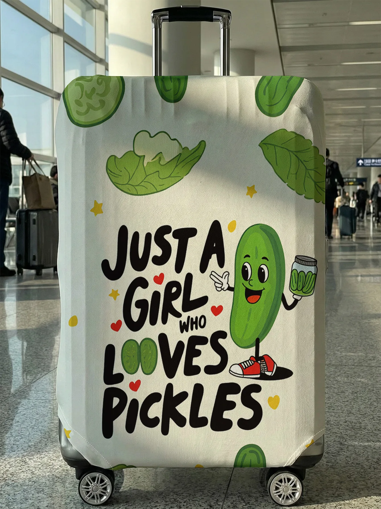 

Чехол для багажа с забавным принтом в виде мультяшного персонажа-огурца, подходит для чемоданов 18-32 дюймов, чехол-накладка на ручку чемодана, дорожный аксессуар