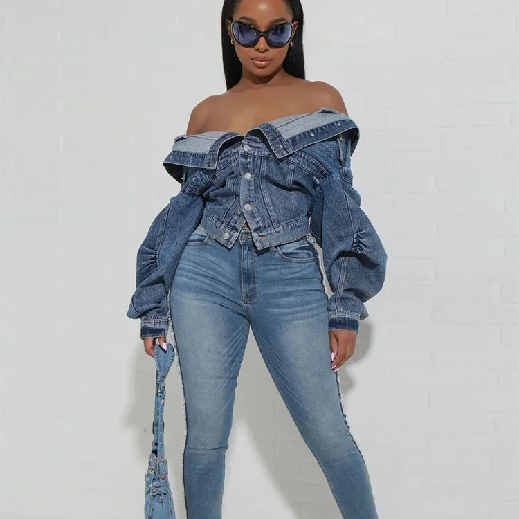 

Vintage Washing Jean Coat For Women Long Sleeve Lapel Single Breasted Denim Jackets 2025 New Spring Lady Fashion Denim Clothing