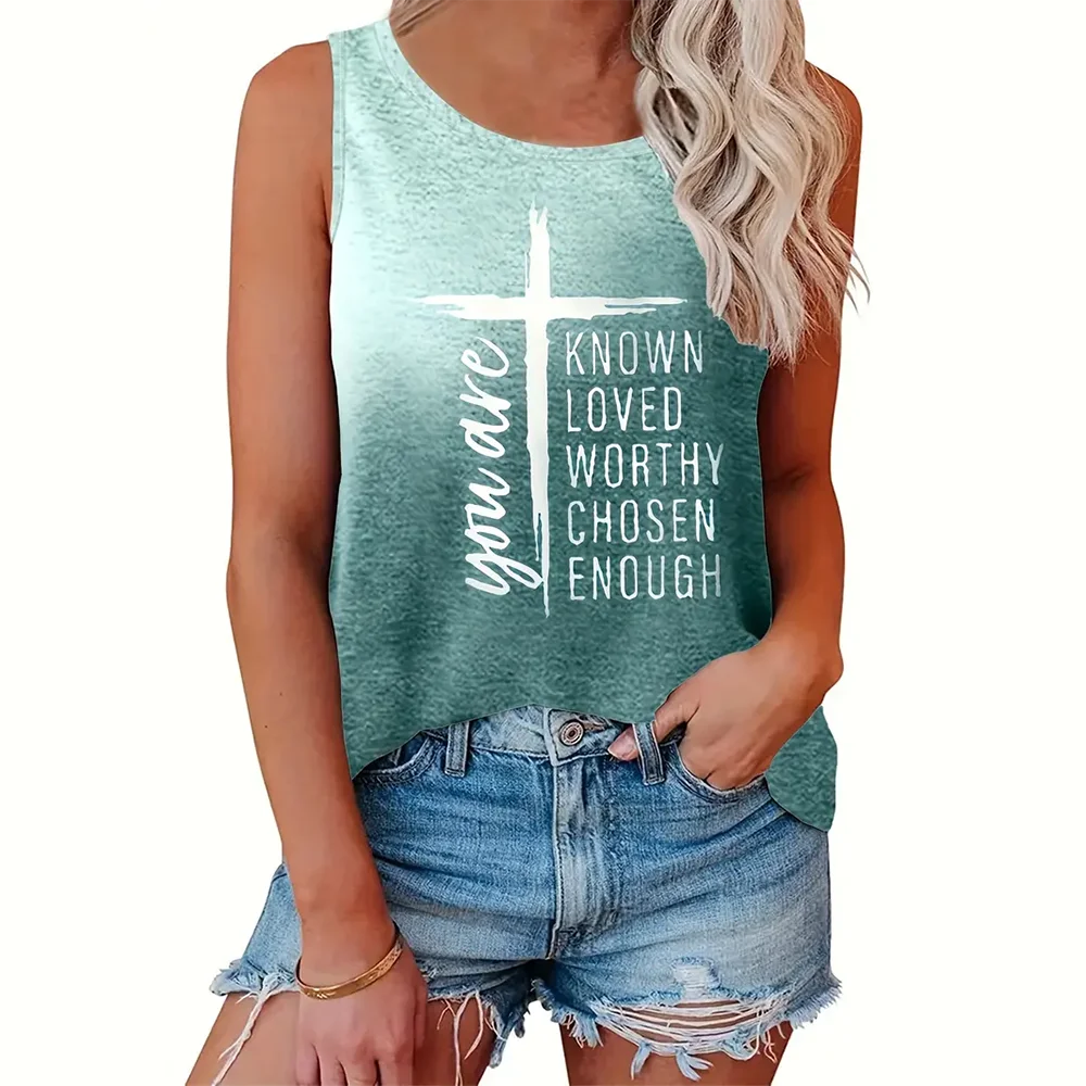 

Women's Fashionable Casual Tees Letter 3d Printed Sleeveless Vest New Versatile Loose Tops T-shirts Female Clothing Oversized