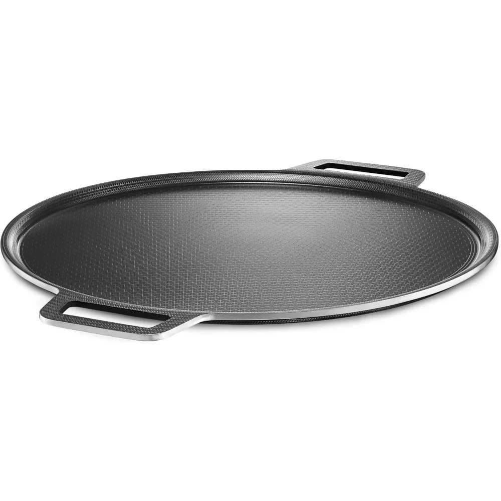 

hybrid nonstick pizza steel for pizzas and flatbreads up to 14", dishwasher-friendly, oven and bbq-safe up to 900°f