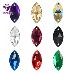 YANRUO 3223 Navette Flat Back Glass Beads Sewing Strass Rhinestone Sewn Horse Eye Sew On Stones And Crystals For Craft