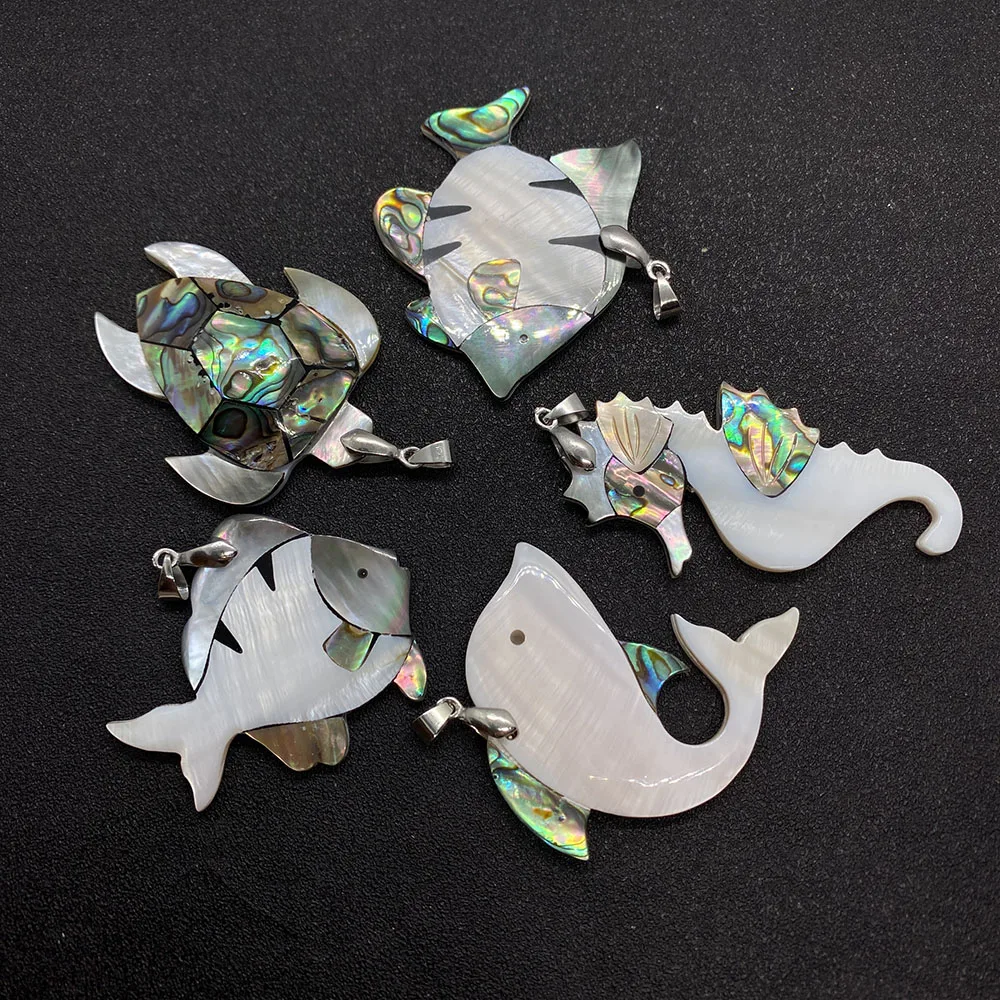 Exquisite Natural Shell Dolphin Seahorse Pendant 29-48mm Ocean Charm Fashion Jewelry Making DIY Necklace Earrings Accessories