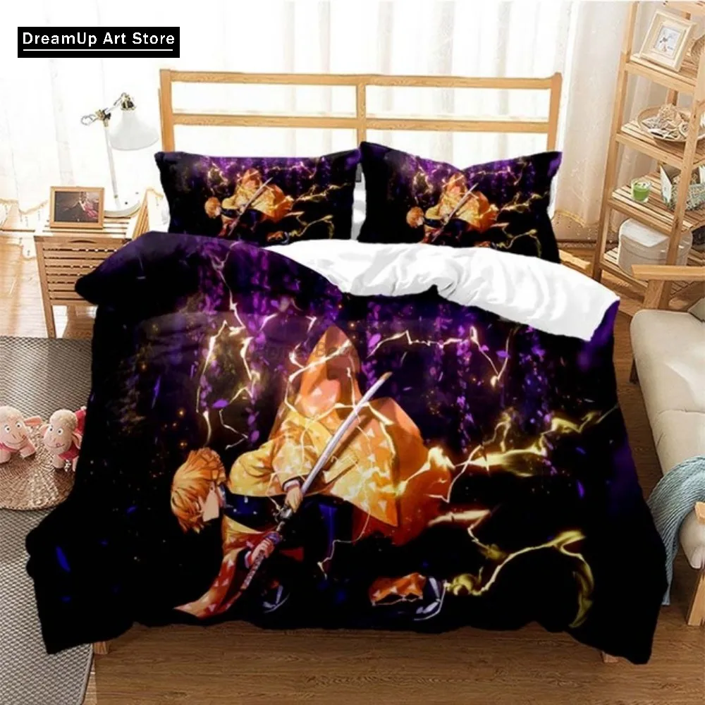 Hot Anime Demon Slayer Bedding Set Duvet Cover Bed Set Quilt Cover Twin Single Full Queen King Size Boys Adult Home Textile