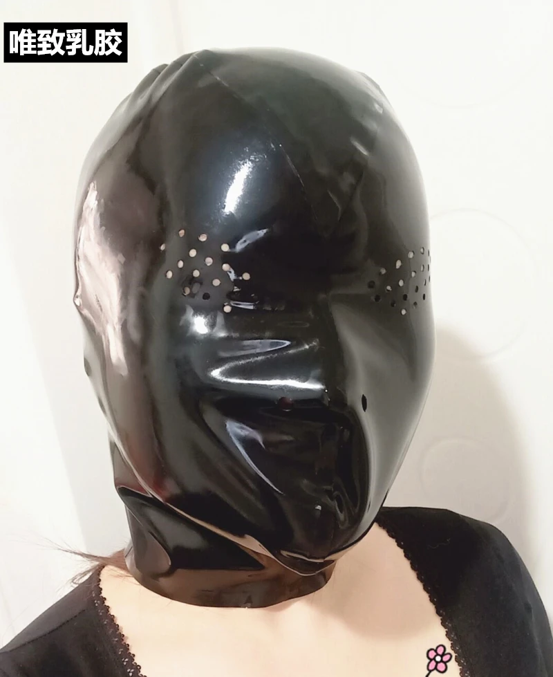 

100% pure natural latex men's and women's full coverage tight hood closure with customizable opening