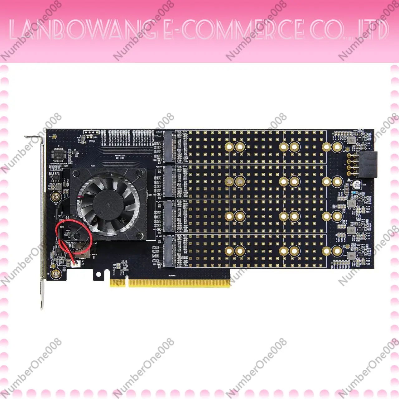 PLX8749 PCIe 3.0 x16 to 8 M.2 NVMe Adapter Card, Dual SFF-8654 8i Ports for 22110 SSD Expansion