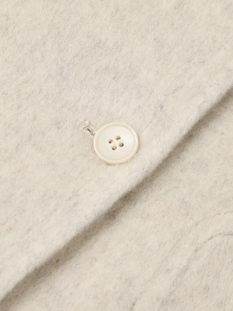 ZMEENNA レディース ショート ブレンド ピーコート オーバーサイズ ベージュ ジャケット ハイスタンドカラー ミニマリスト スタイル 冬 アウター ZM4257