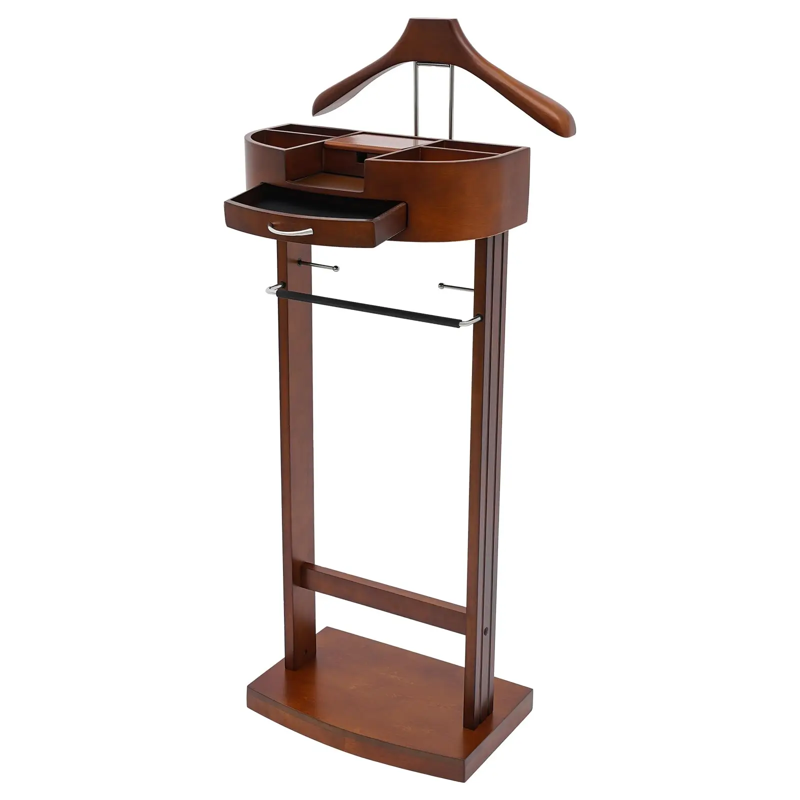 Wood Suit Rack Suit Stand for Men and Women Clothes Valet Suit with Drawer Valet Stands Men Valet Brown Suit Valet for Entryway