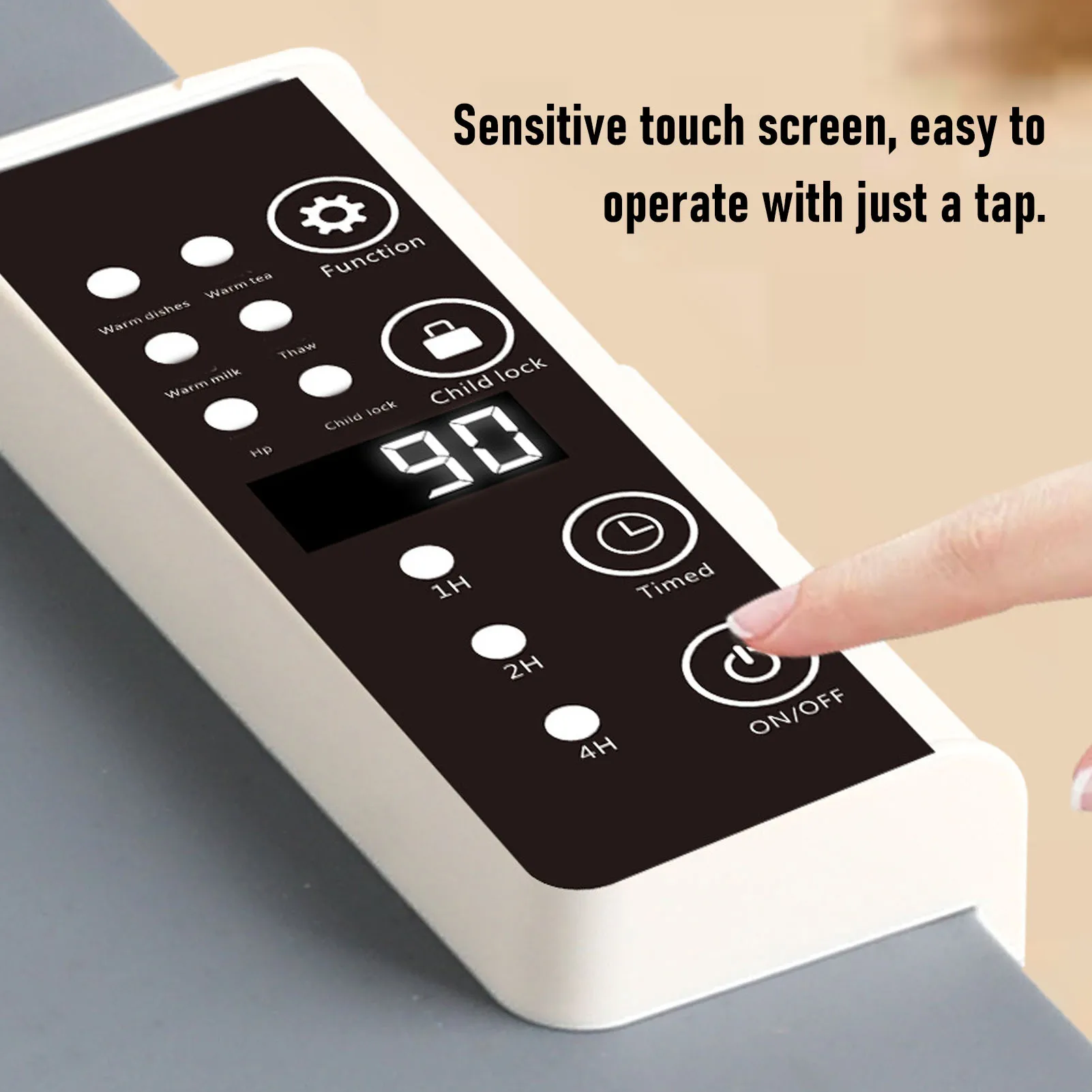 صينية تدفئة كهربائية قابلة للدوران لتدفئة السطح بالكامل مع 5 إعدادات لدرجة الحرارة 1H 2H 4H مؤقت سيليكون لتدفئة الطعام