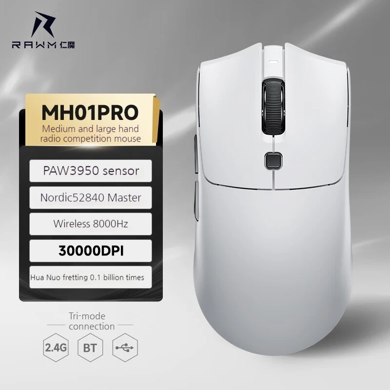 

Rawm SA-MH01 Pro Беспроводная игровая киберспортивная мышь Paw3950 с возможностью горячей замены Micro Bluetooth Трехрежимная легкая офисная компьютерная мышь