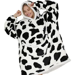 Kawaii Cow Hoodies for Women Men Clothes Winter Luxury Designer Funny Oversized Blanket Hoodie Sherpa Fleece Hooded Sweatshirts