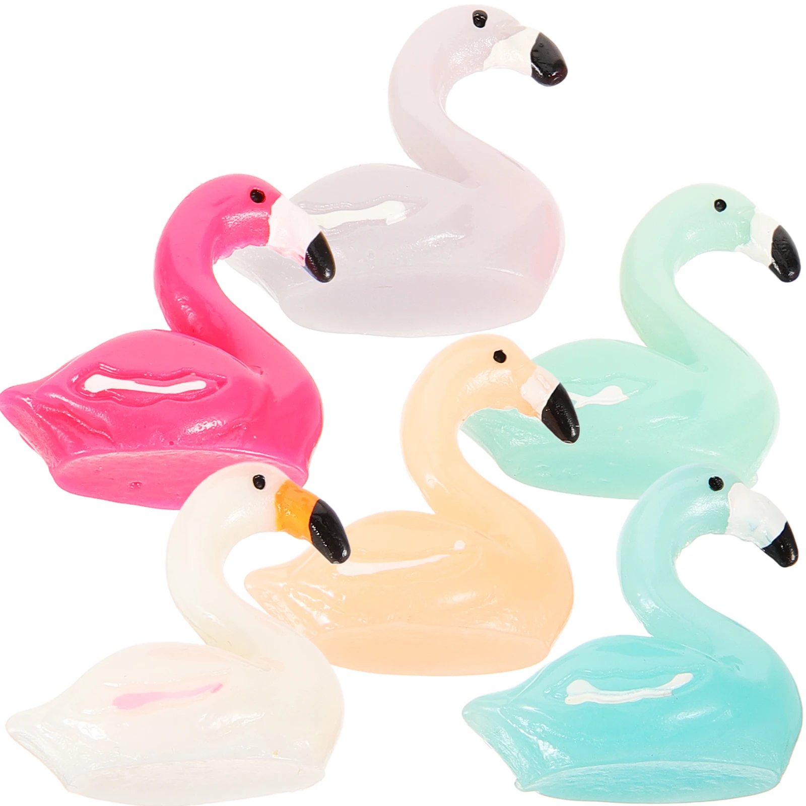

10 Pcs Flamingo Decoration Mini Resin Figurines Purple White Colors Garden Accessories Plastic Yard Ornaments DIY