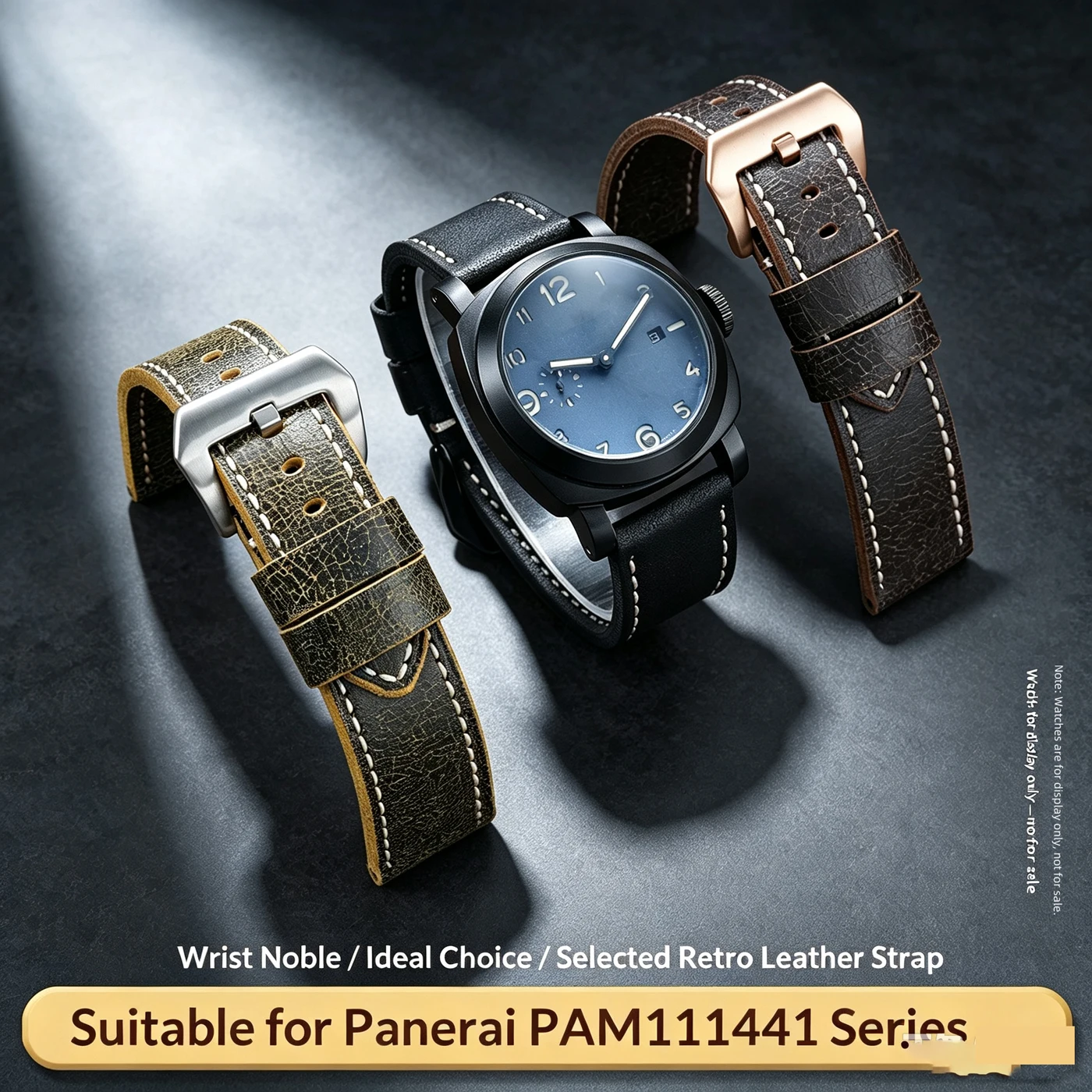 24mm 26mm Retro Cracked Cow Leather Watch Strap For Panerai Luminor PAM111 441 Men Replacement Watch Band Black Brown Green
