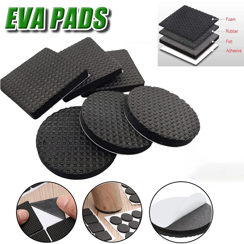 Self Adhesive Furniture Leg Feet Protector Pad Anti-Sliding Anti-Scratch Round Square Bumper Damper for Furniture Protector