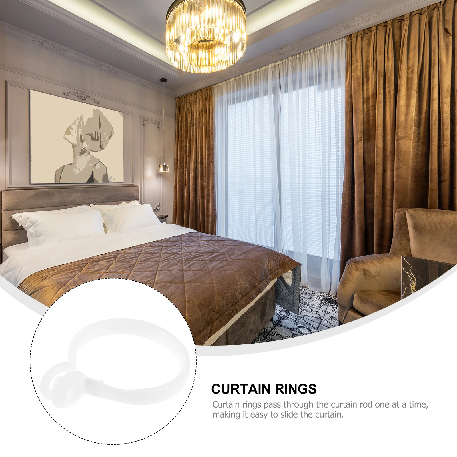 

30Pcs Universal Curtain Rings Strong Load Capacity for Drapes Windows Bathroom Curtain Rings Roman Rod Circles