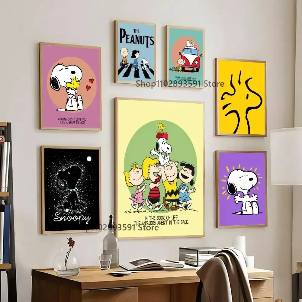 Snoopy Poster Canvas Painting Home Bedroom Entrance Bar Cafe Art Painting Decoration