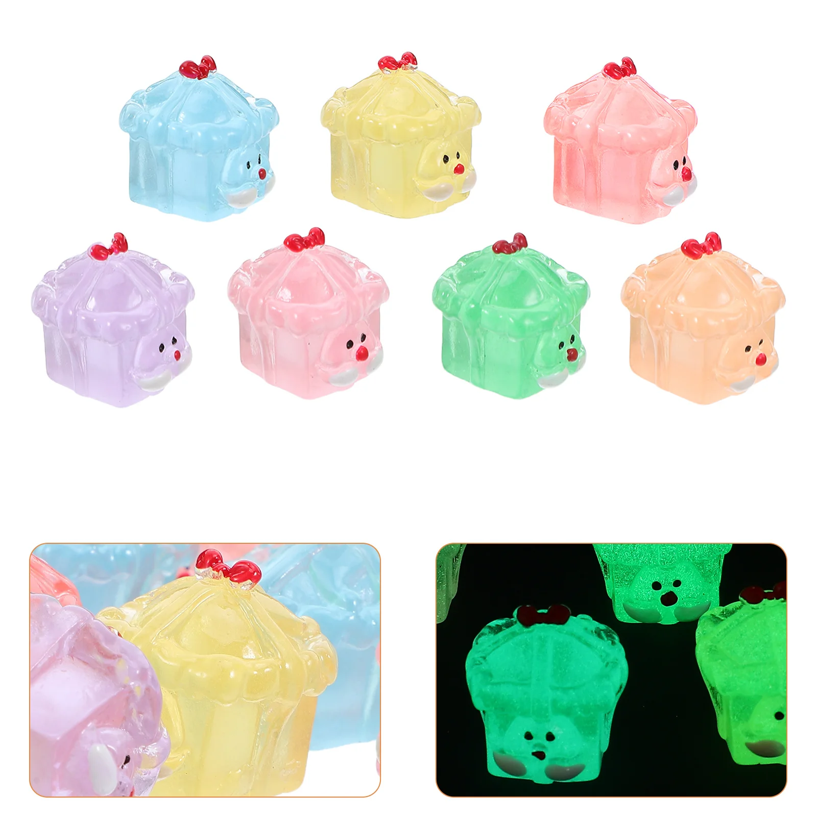 

14Pcs Christmas Mini Resin Luminous Decorations Glow in The Dark Santa Claus Ornaments Small Tiny Figures Holiday Diorama