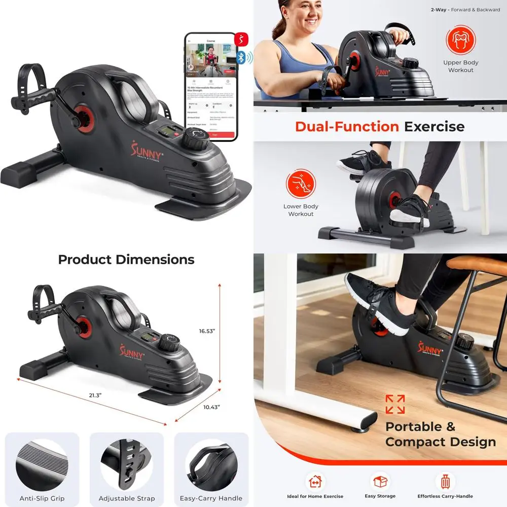 Mini Bicicleta Compacta de Escritorio para Ejercicios Cardiovasculares en Casa, Ejercicio de Brazos y Piernas, Conectividad Bluetooth con la Aplicación Sunnyit