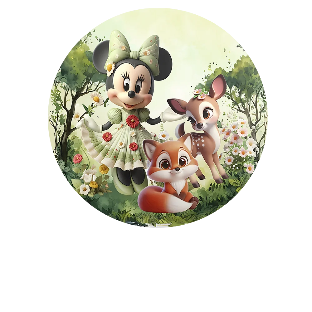 Disney  Princess Baby Shower Round Circle Backdrop Disney Customized Girls Birthday Party Background Event Decor Cylinder Cover