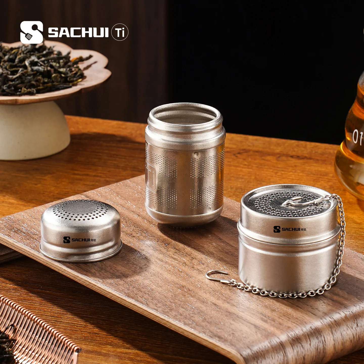 Titanium Tea Strainer Leaves Spice Seasoning Ball Tea Separation Chamber Teapot Cup Tea Infuser Fine Mesh Coffee Filter Teaware