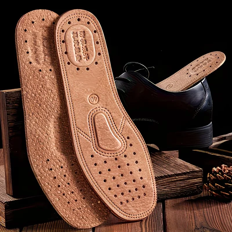 Real Cowhide Insole Leather Shoes Boots Shoe Inserts Soft Breathable Deodorant Anti-slip Template Shock Absorbing Insoles Sole