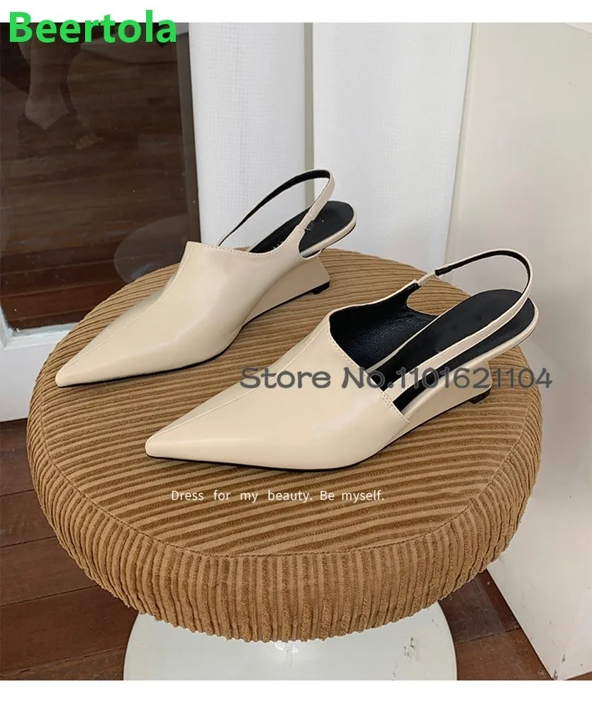 Strange Heel Pointed Toe Pumps For Female Women 2024 Slingback Back Strap Shallow Solid Simple Design Elegant Fashion Shoes