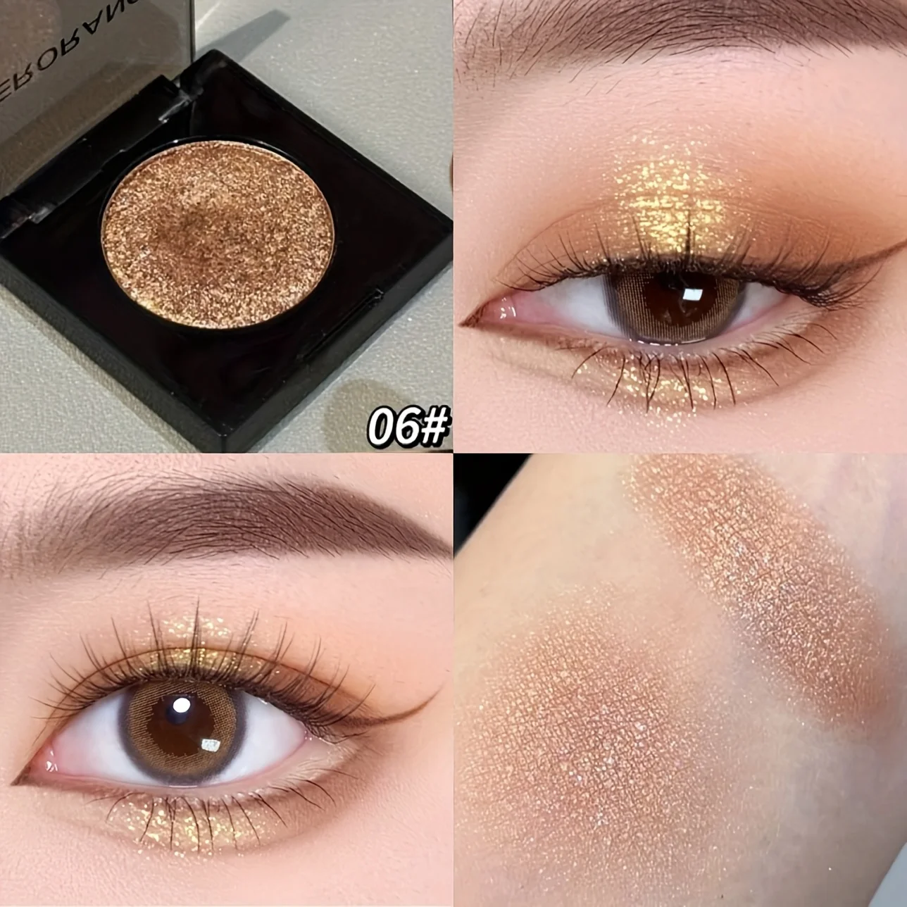 Herorange 16-Farben Lidschatten- und Highlighter-Palette Matt Schimmernd Orange Braun Rosa Champagner Wasserfest Tragbar Festival Make-up – Detail 10