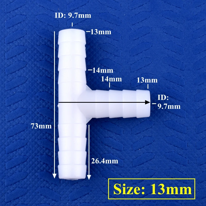 5-200Pcs 4-13mm White PE Pagoda Tee Connector, Air Pump Hose Adapter Joint for Aquarium Fish Tank, Water Pipe Fittings for Garden Irrigation & Household Water Connection