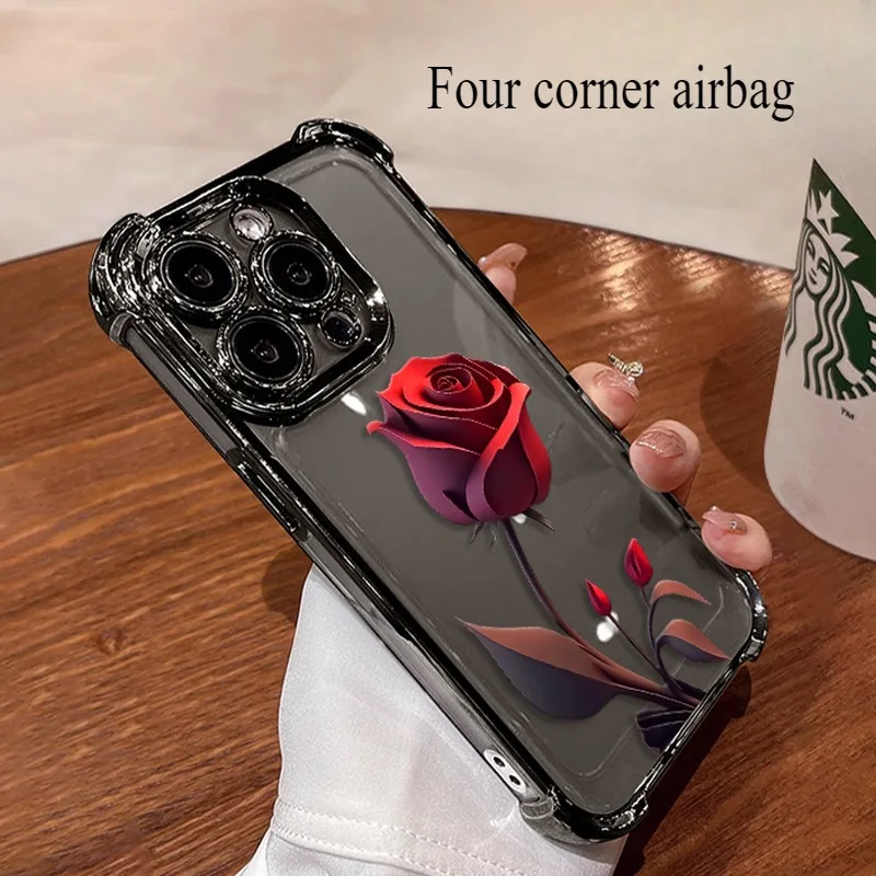

Suitable for iPhone 16promax Electroplated Phone Case 15plus14 Four Corner Airbag 13 12 Invisible Bracket 11 XR Protective Cover