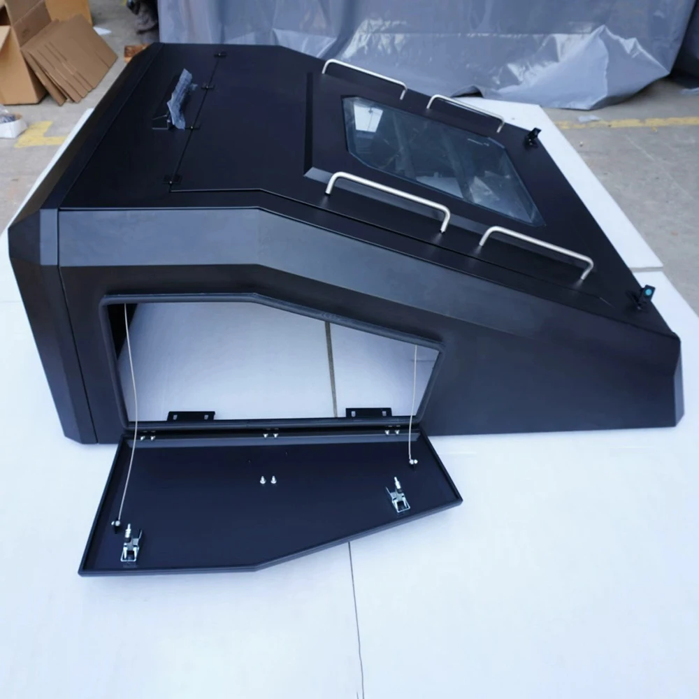 Steel Hard Truck Bed Topper Camper Shell Full Top Cargo Cap for Jeep Gladiator JT 2021+ with Side Storage Doors & Roof Window