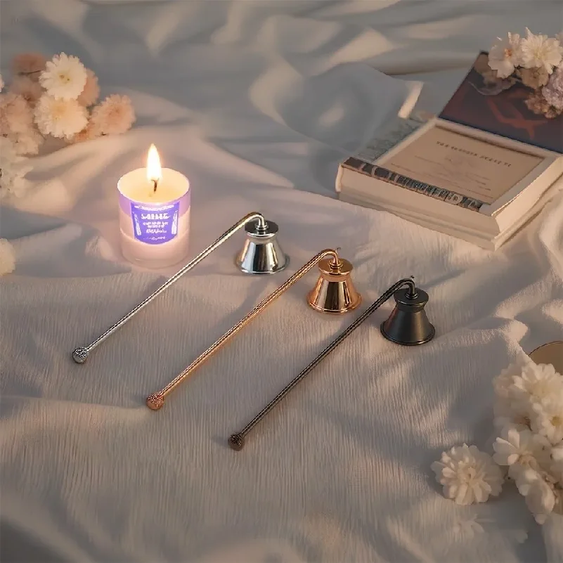 Luxury Bell Shaped Candle Wick Trimmer Long Handle Turn Off Extinguisher Flame Snuffer SPA Hotel