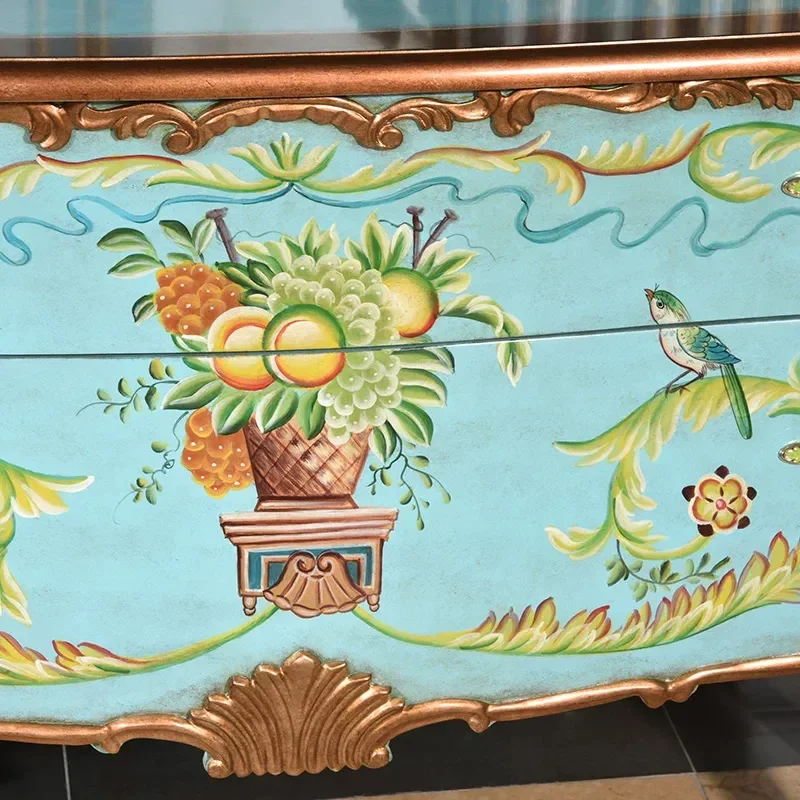 American Rural Style Painted Porch Cabinet Entryway Storage Hall Tree Small Apartment Living Room Decorative Side Console