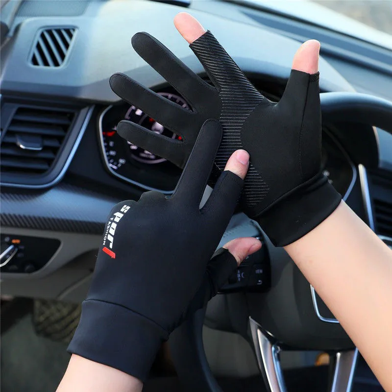 Ice Silk Half-finger Cycling Gloves for Men and Women Outdoor Sports Fitness Driving Fishing High-elastic Comfortable Sunscreen