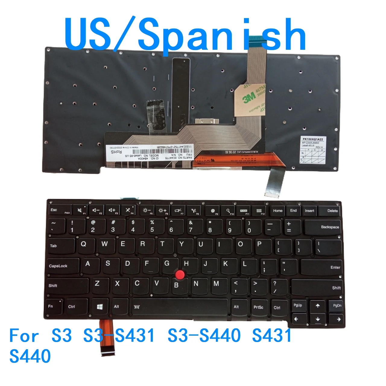 New US Spanish Language  Backlit Keyboard For Lenovo Thinkpad S3 S3-S431 S3-S440 S431 S440 Replacement Keyboard 0C44851