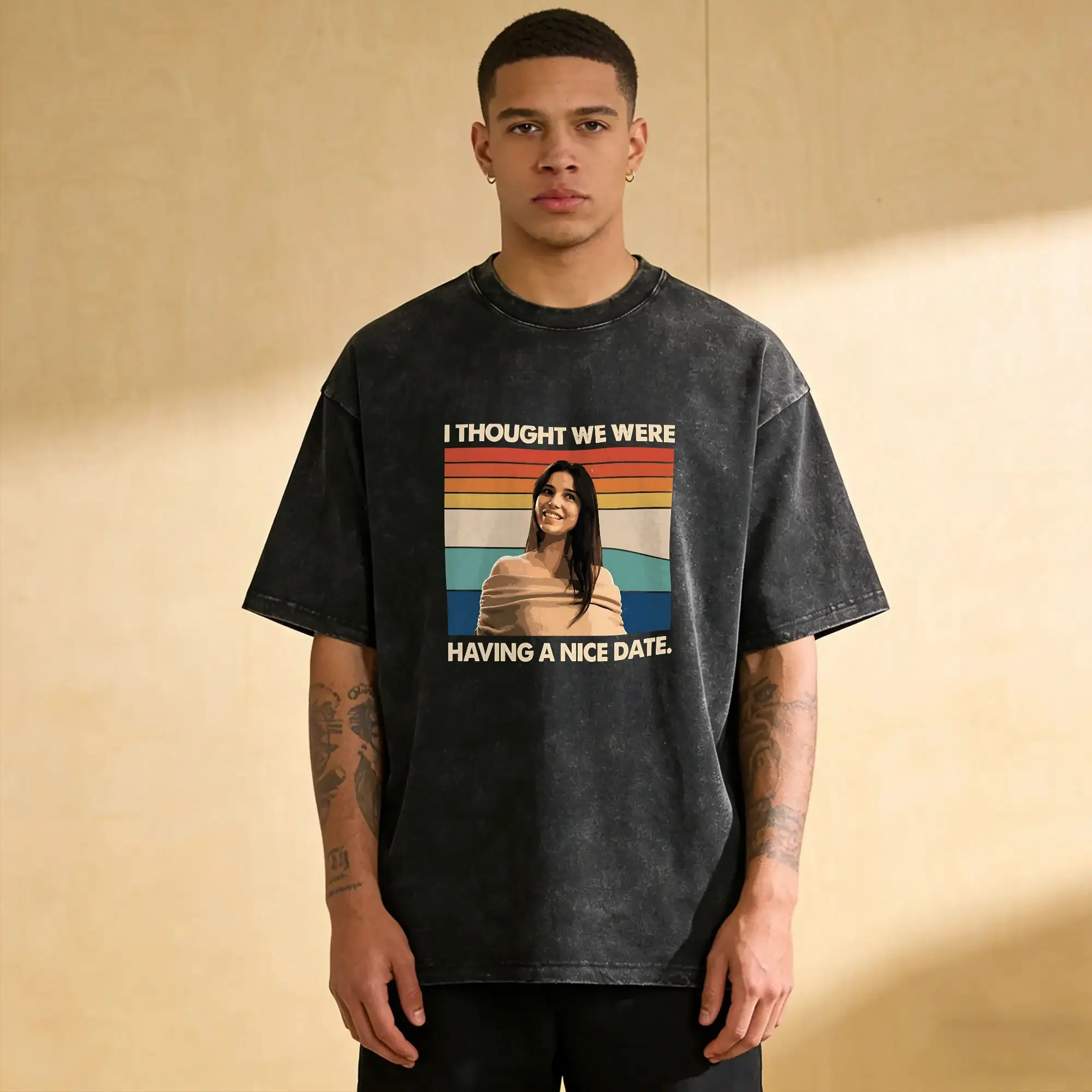 T-shirt délavé O-Obsession Movie Nikki pour homme, style Y2K, amusant et décontracté, col rond, hip-hop, imprimé, coupe oversize, été