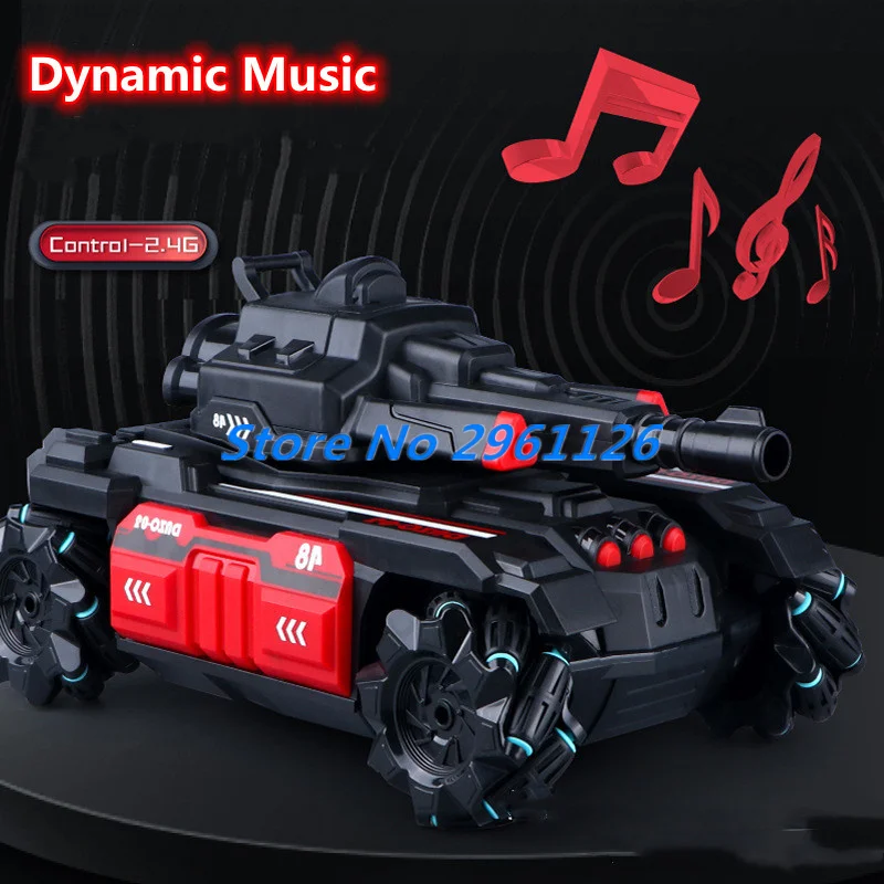 All Terrain Off Road Wireless Control Tank 2.4G Auto Demo Stunt Drift Dynamic Music Gesture Sense Turret Rotation  RC Tank Model