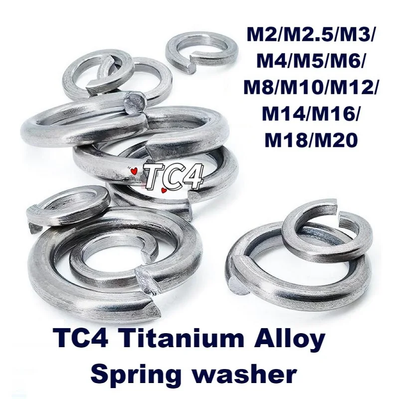 TC4/GR5 Titanium Alloy Spring washe,M2/M2.5/M3/M4/M5/M6/M8/M10/M12/M14/M16/M18/M20,GB93 Titanium elastic gasket.