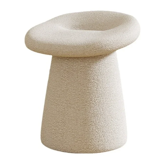 Luxury Lamb Wool Round Stool Ottoman Modern Design End Sofa Chair For Living Room Bed Room And Dressing Home Seat Use